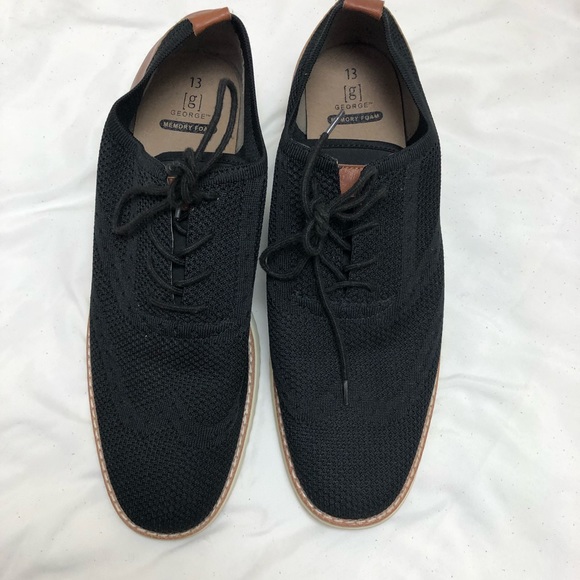 GEORGE MENS BLACK & BROWN LACE UP CASUAL FORMAL SHOES SIZE 13 MEMORY FOAM - Picture 2 of 15